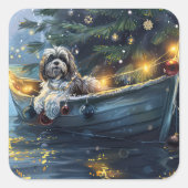 Havanese Weihnachtsfest Reise Quadratischer Aufkleber (Vorderseite)