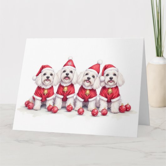 Havanese-Weihnachtskleid mit Santa-Hut Karte (Vorderseite)