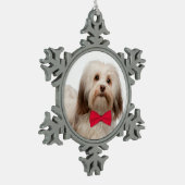 Havanese Weihnachtsverzierung Schneeflocken Zinn-Ornament (Links)