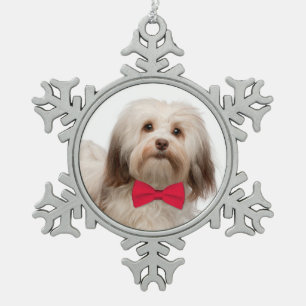 Havanese Weihnachtsverzierung Schneeflocken Zinn-Ornament