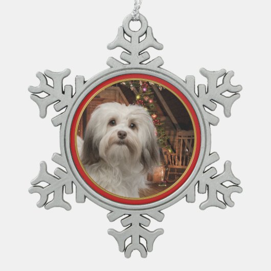 Havanese Weihnachtsverzierung Schneeflocken Zinn-Ornament (Vorderseite)