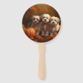 Havanese Welpe Autumn Delight Pumpkin Fächer (Rückseite)