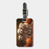 Havanese Welpe Autumn Delight Pumpkin Gepäckanhänger (Vorderseite vertikal)