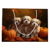 Havanese Welpe Autumn Delight Pumpkin Große Geschenktüte (Rückseite)