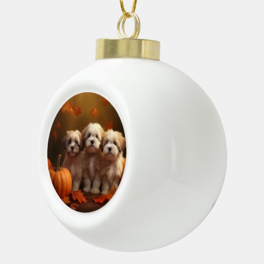 Havanese Welpe Autumn Delight Pumpkin Keramik Kugel-Ornament (Rechts)