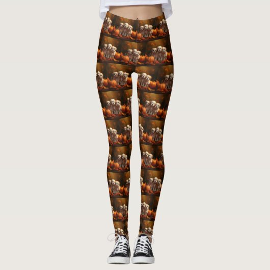 Havanese Welpe Autumn Delight Pumpkin Leggings (Vorderseite)