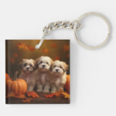 Havanese Welpe Autumn Delight Pumpkin Schlüsselanhänger (Rückseite)