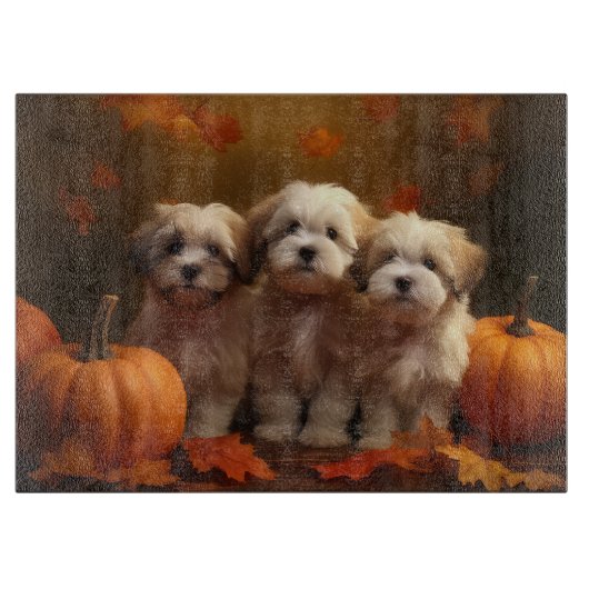 Havanese Welpe Autumn Delight Pumpkin Schneidebrett (Vorderseite)