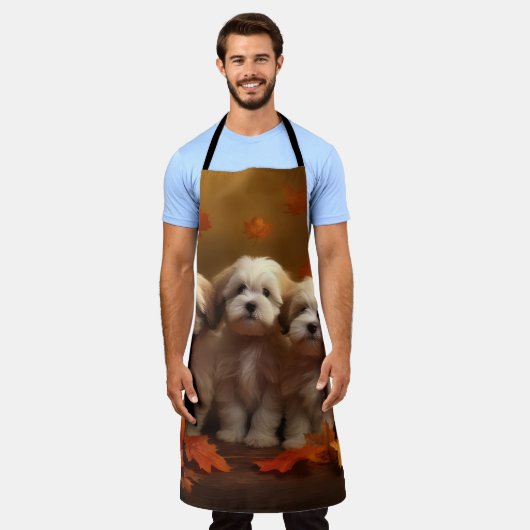 Havanese Welpe Autumn Delight Pumpkin Schürze (Getragen)