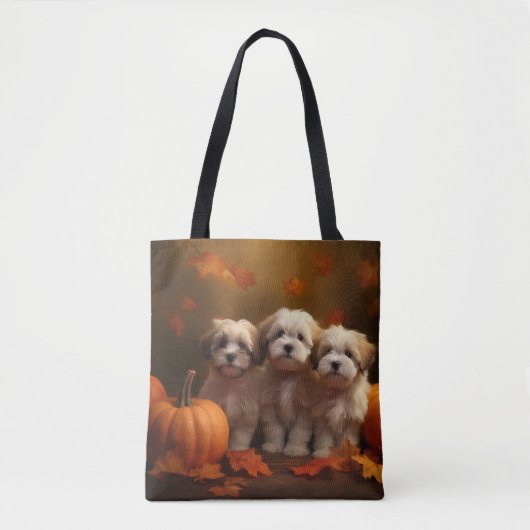 Havanese Welpe Autumn Delight Pumpkin Tasche (Vorderseite)
