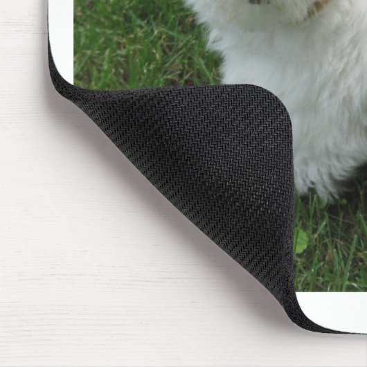 Havanese Welpe im Garten Mousepad (Ecke)