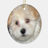 Havanese Welpen-Verzierung Keramikornament (Links)
