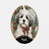 Havanese Welppy's First Christmas Ornament Aus Metall (Vorderseite links)