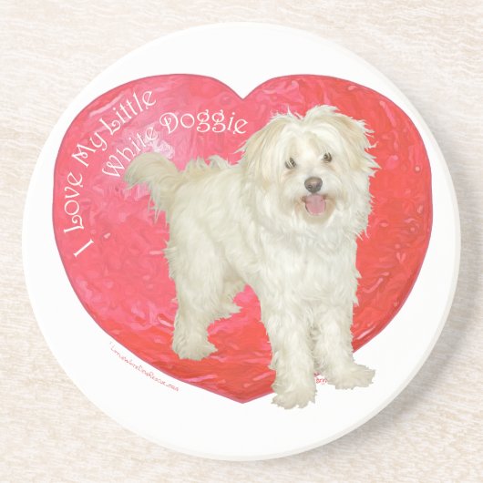 Havanese/Westie Mix Valentinstag Getränkeuntersetzer (Vorne)