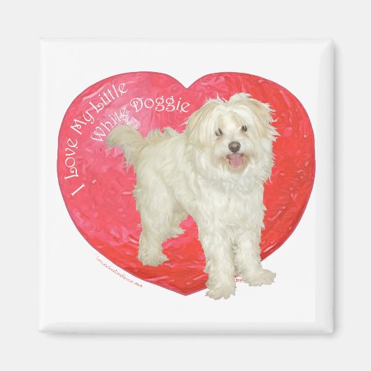 Havanese/Westie Mix Valentinstag Magnet (Vorne)