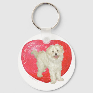 Havanese/Westie Mix Valentinstag Schlüsselanhänger