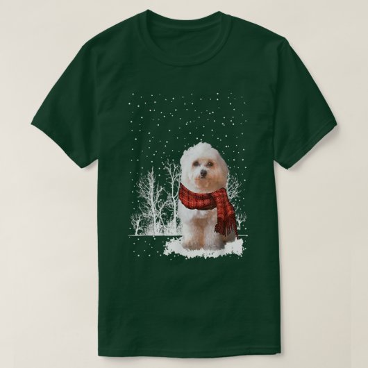 Havanese Winter Scarf Hunde Tree Forest Snow Chris T-Shirt (Design vorne)