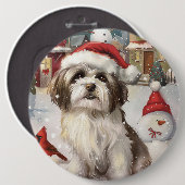 Havanese Winter Wonderland Weihnachtsfreude Button (Vorne & Hinten)