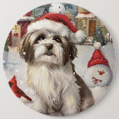 Havanese Winter Wonderland Weihnachtsfreude Button (Vorderseite)