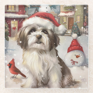Havanese Winter Wonderland Weihnachtsfreude Glasuntersetzer