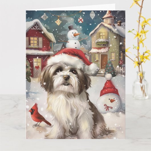 Havanese Winter Wonderland Weihnachtsfreude Karte (Gelbe Blume)