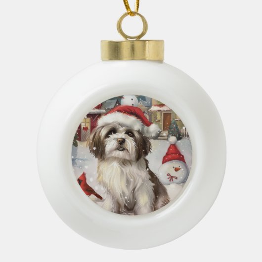 Havanese Winter Wonderland Weihnachtsfreude Keramik Kugel-Ornament (Vorderseite)