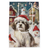 Havanese Winter Wonderland Weihnachtsfreude Mittlere Geschenktüte (Rückseite)