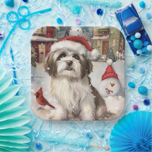 Havanese Winter Wonderland Weihnachtsfreude Pappteller (Party)