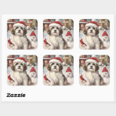 Havanese Winter Wonderland Weihnachtsfreude Quadratischer Aufkleber (Blatt)
