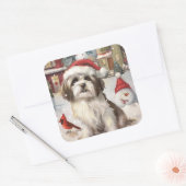 Havanese Winter Wonderland Weihnachtsfreude Quadratischer Aufkleber (Umschlag)