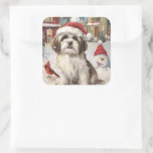 Havanese Winter Wonderland Weihnachtsfreude Quadratischer Aufkleber (Tasche)