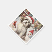 Havanese Winter Wonderland Weihnachtsfreude Serviette (Ecke)