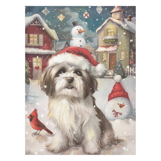 Havanese Winter Wonderland Weihnachtsfreude Tischdecke (Vorderseite)