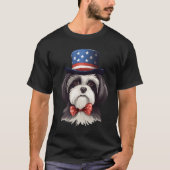 Havanese With Patriotic Usa Flag American Independ T-Shirt (Vorderseite)