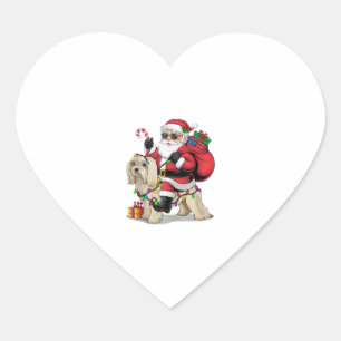 Havanese Xmas Lighting Santa Riding Havanese Hund Herz-Aufkleber