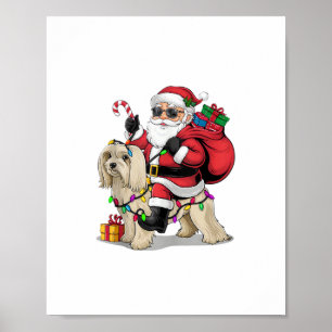 Havanese Xmas Lighting Santa Riding Havanese Hund Poster
