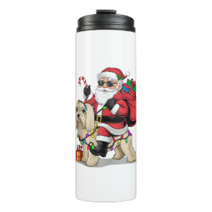 Havanese Xmas Lighting Santa Riding Havanese Hund Thermosbecher