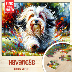 Havaneser-Hundeporträt Acrylkunst Druck Hund Puzzle