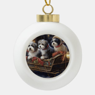 Havaneser Weihnachtsfestzeit Keramik Kugel-Ornament