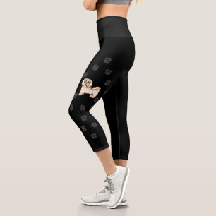 Havaneser Welpe Cartoon Hund mit Pfotenabdrücken Capri Leggings