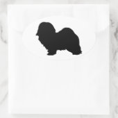 havanesische Silhouette Ovaler Aufkleber (Tasche)