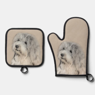 Havanesische Welpe, Havanese, Kubanisch-Bichon, Bi Ofenhandschuh & Topflappen-Set