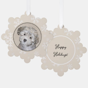 Havanesische Welpenmalerei - Niedliche Original Hu Ornament Karte