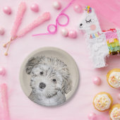 Havanesische Welpenmalerei - Niedliche Original Hu Pappteller (Party)