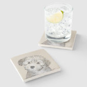 Havanesische Welpenmalerei - Niedliche Original Hu Steinuntersetzer (Seitenansicht)