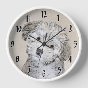 Havanesische Welpenmalerei - Niedliche Original Hu Uhr