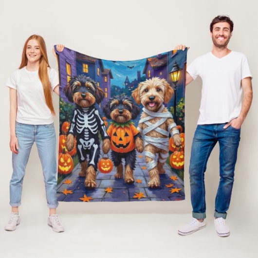Havanische Hunde Trick-oder-Treating Halloween-Kos Fleecedecke (Beispiel)