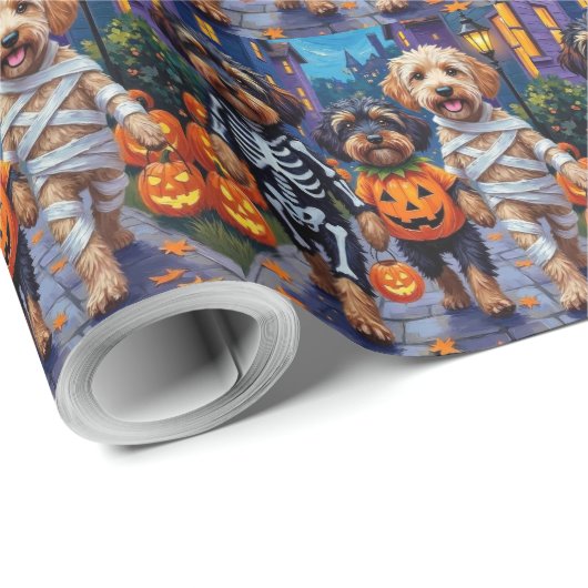 Havanische Hunde Trick-oder-Treating Halloween-Kos Geschenkpapier (Rolleneckpunkt)