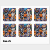 Havanische Hunde Trick-oder-Treating Halloween-Kos Quadratischer Aufkleber (Blatt)