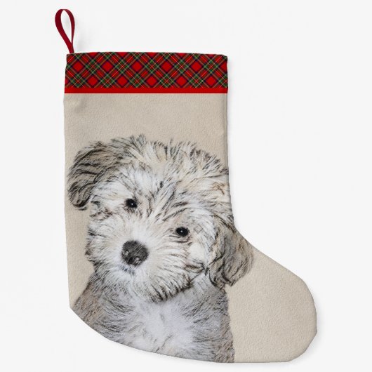 Havanische Welpenmalerei - Niedliche Original Hund Kleiner Weihnachtsstrumpf (Vorderseite)